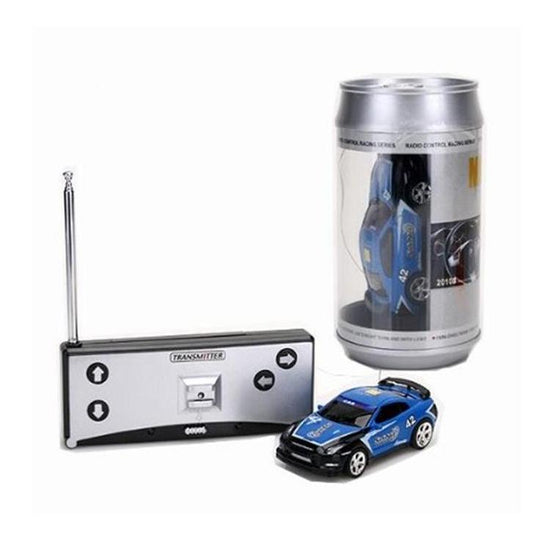 Mini Rc Car with Remote Control - Coke can Design - Blue