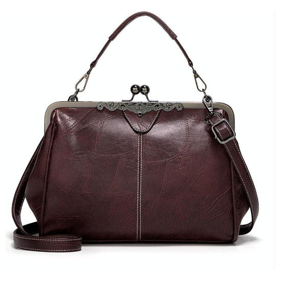 Adjustable Leather Crossbody Bag With Vintage Buckle