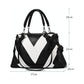Soft Leather Geometric Handbag - Colourblock - Black White