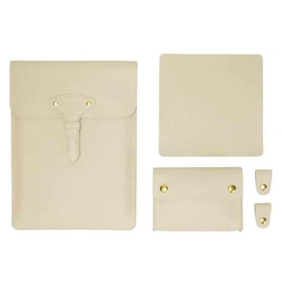 3-in-1 Waterproof Leather Laptop Liner Bag - 13 Inches - Apricot