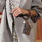 Pu Leather Wrist Ring Key Chain Coin Purse Black - Black Snake