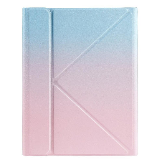 Bluetooth Keyboard Leather Case For Ipad 9.7 With Triangle Holder & Pen Slot - Gradient Blue Pink