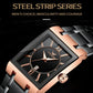 Waterproof Square Men Watch with Calendar - 50m - Black Belt Black Shell Black Surface