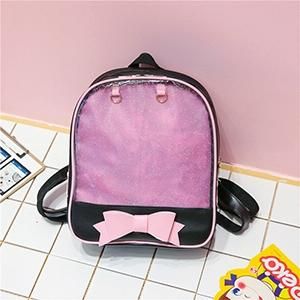 Mini Clear Kids Backpack With Bow - Perfect For School - Black Pink