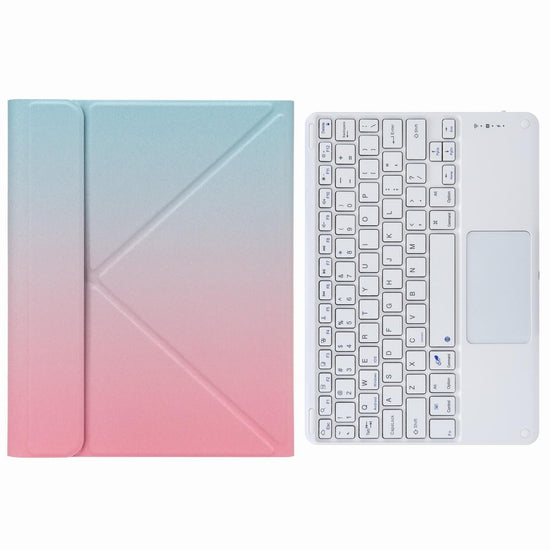 Bluetooth Keyboard Leather Case For Ipad 10.2 / Pro 10.5 - Three-Fold Holder - Pink Blue
