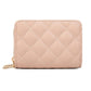 Double Layer Zipper Wallet Multi Card Slot Large Capacity Rhombus Design - Pink