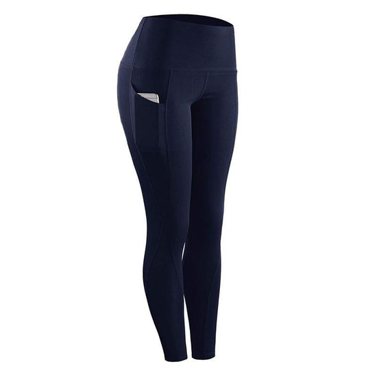 High Waist Slim Sports Leggings Women Tight Sportswear Size M - Navy Blue