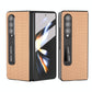 For Samsung Galaxy Z Fold4 5G Carbon Fiber Phone Case With Holder - Gold