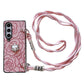 For Samsung Galaxy Z Fold4 5G Camellia Pattern Phone Case With Lanyard - Pink