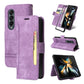 For Samsung Galaxy Z Fold4 5G Leather Dual Buckle Phone Case - Purple