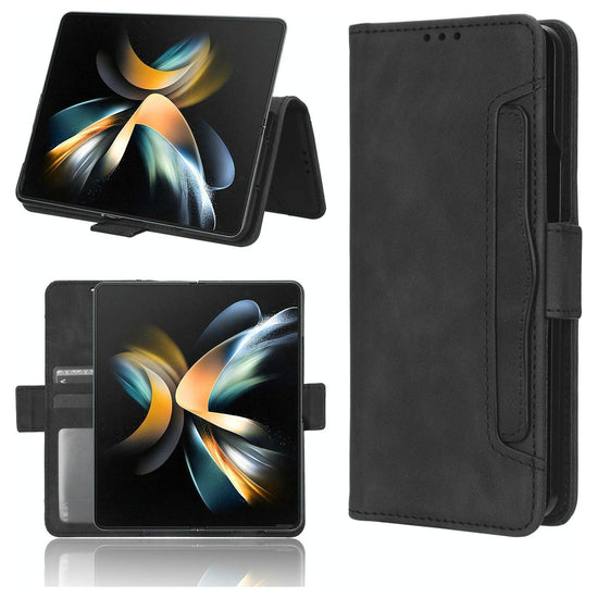 Samsung Galaxy Z Fold 4 5G Leather Phone Case With Card Slots And Calf Texture
