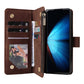Frosted Leather Zip Wallet for Samsung Galaxy z Fold 4 - Compact and Stylish - Coffee