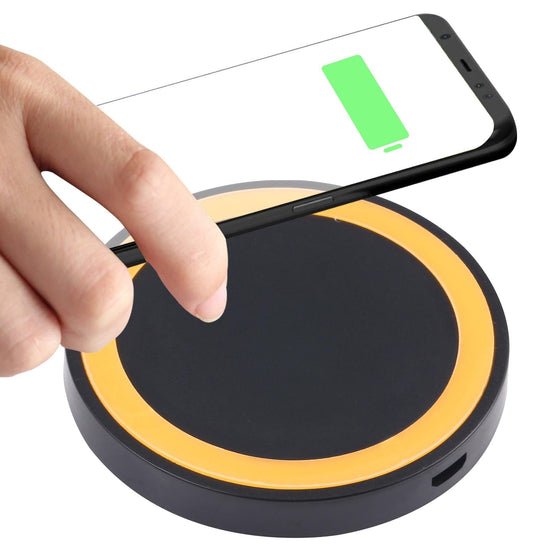 Universal 5W Round Wireless Charger - Black + Orange