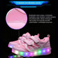 Rechargeable Double Wheel Roller Skating Shoes - Ultra Light Mesh Size 28 - Pink