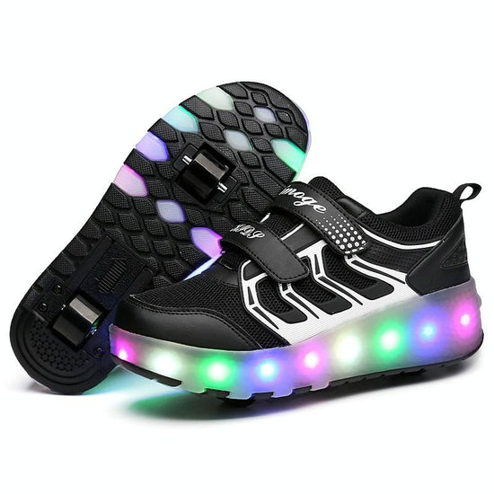 Rechargeable Double Wheel Roller Skating Shoes - Ultra Light Mesh - Size 38 - Pink