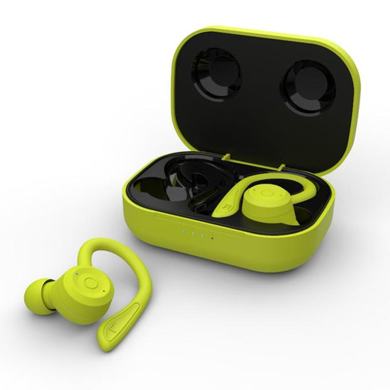 Waterproof T20 Tws Bluetooth Earphones with Charging Box and Noise-cancelling Hooks - Green