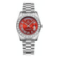 Men Quartz Watch With Diamond-Encrusted Roman Numeral Dial