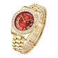 Men Quartz Watch With Diamond-Encrusted Roman Numeral Dial