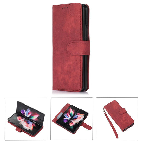 Samsung Galaxy Z Fold 4 Leather Phone Case With Pen Slot - Horizontal Flip