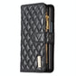 For Samsung Galaxy Z Fold4 5G Leather Zip Wallet - Diamond Lattice Design - Blue