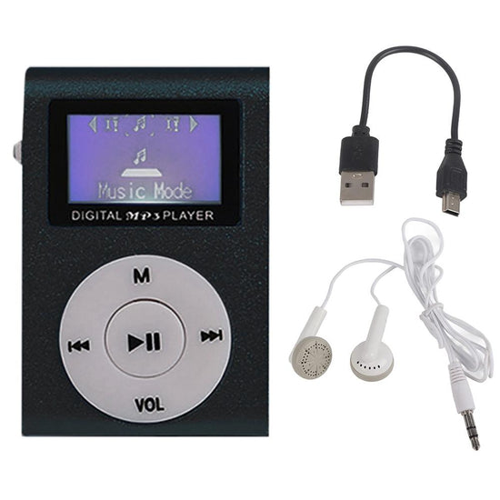Mini Mp3 Player With Screen 128M+Earphone+Cable - Black