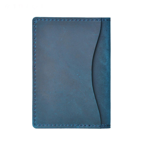 Minimalist Cowhide Card Holder Compact Wallet For Bank & Membership Cards - Blue