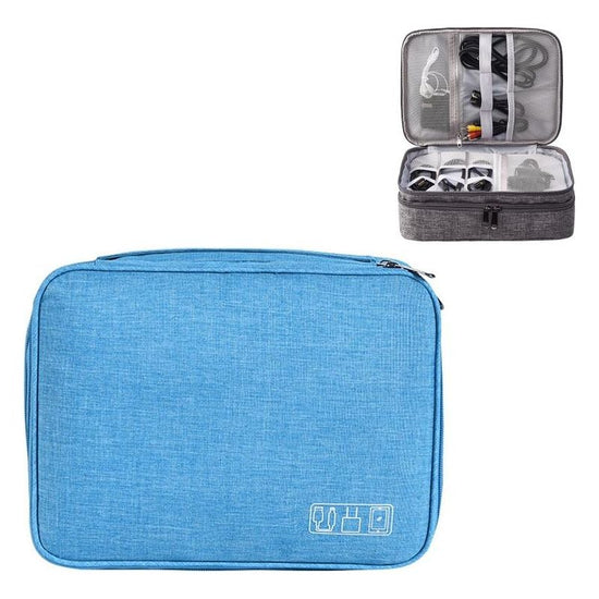 5-Inch Digital Earphone Storage Bag - Multifunctional - Lake Blue