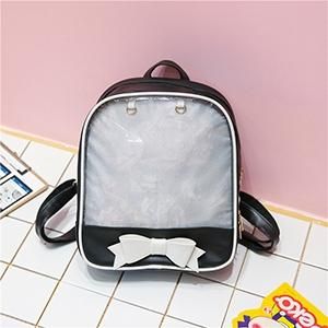 Mini Clear Kids Backpack With Bow - Perfect For School - Black