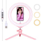 10.2 Selfie Beauty Light With Tripod Mount And Usb 3 Modes Dimmable Led Ring For Vlogging And Photography Cold Shoe Ball Head And Phone Clamp
