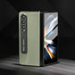 For Samsung Galaxy Z Fold4 5G Carbon Fiber Phone Case With Holder - Green