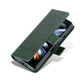 For Samsung Galaxy Z Fold4 5G Leather Magnetic Phone Case - Calf Texture - Dark Green