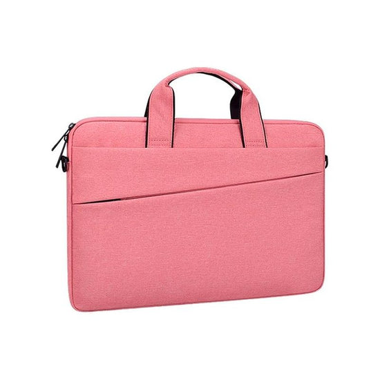 Portable 14.1 Laptop Tablet Bag With Dual Pockets And Soft Handle - Pink
