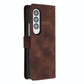 For Samsung Galaxy Z Fold4 5G Leather Phone Case With Heart Pattern - Brown