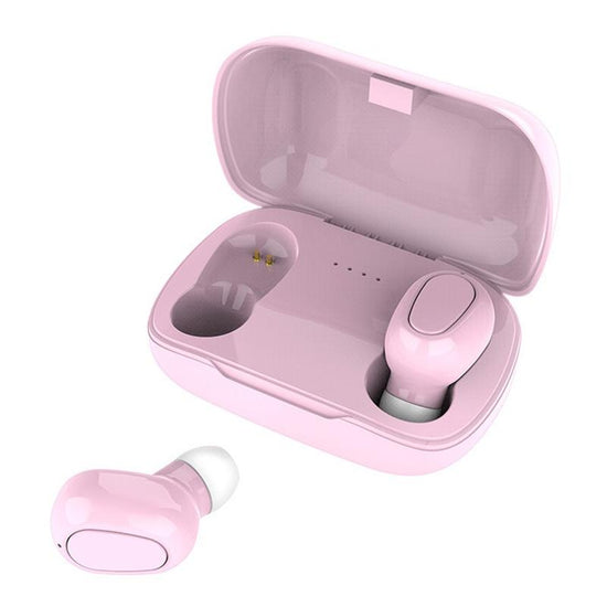 Wireless Bluetooth Earphones with 9d Sound and Charging Box - Pink