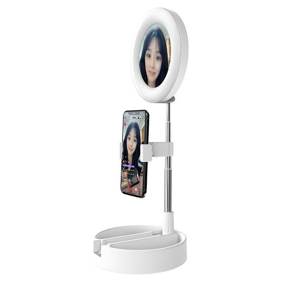 Foldable Desktop Makeup Mirror Holder With Storage