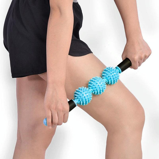 Triple Hedgehog Balls Massage Stick For Neck Leg And Hand Yoga Health Care - Pink