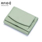 Compact Rfid Leather Coin Purse Wallet - Secure & Stylish - Light Green