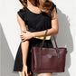 Stylish All-Match Leather Handbag - Wax Finish - Deep Purple