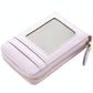 Multi Slot Short Card Holder With Zipper Coin Purse Pu Leather - Grey