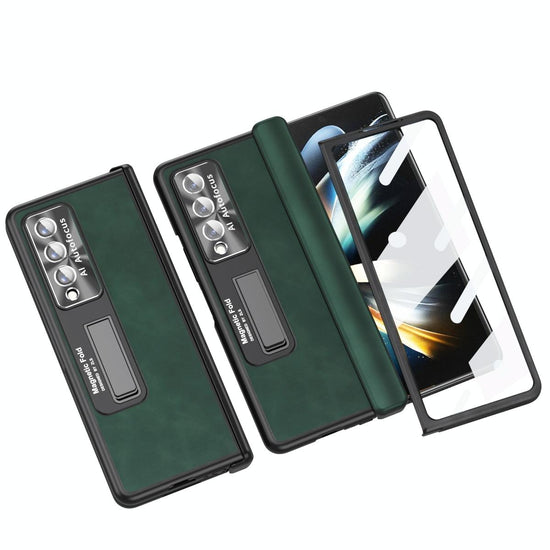 For Samsung Galaxy Z Fold4 5G Napa Texture All-In-One Phone Case - Green
