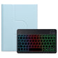 360 Degree Rotatable Bluetooth Keyboard Leather Case With Three-Colour Backlight - Black - For Ipad 10.2 2021 / Air 2019