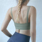 Black Double Shoulder Belt Yoga Vest Size L - Mustard Green S