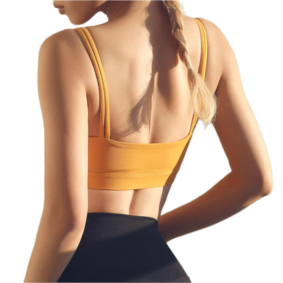 Black Double Shoulder Belt Yoga Vest Size L - Mustard Green S