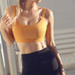 Black Double Shoulder Belt Yoga Vest Size L - Mustard Green S