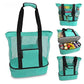 Vibe Geeks 2 in 1 Mesh Beach Tote Bag with Insulated Cooler - Black