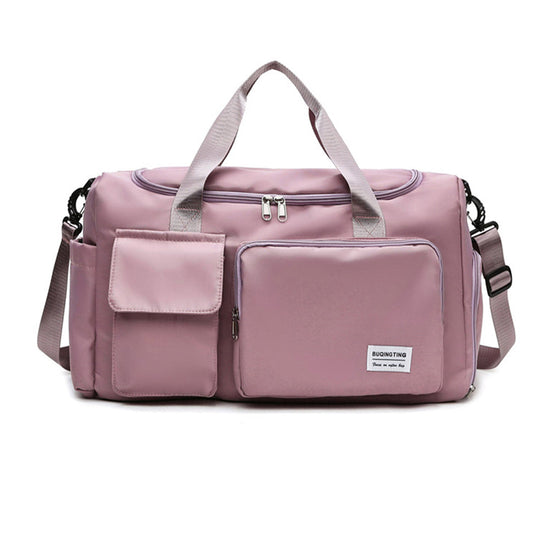 Vibe Geeks Waterproof and Lightweight Zipper Sports Gym Bag with Shoe Compartment - Dark Pink