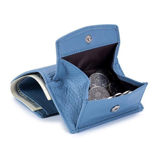 Compact Rfid Leather Coin Purse Wallet - Secure & Stylish - Dark Green