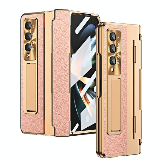 For Samsung Galaxy z Fold4 5G Full Coverage Phone Case with Hinge - Integrated Design - Gold + Gold