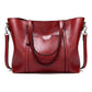 Stylish All-Match Leather Handbag - Wax Finish - Pink