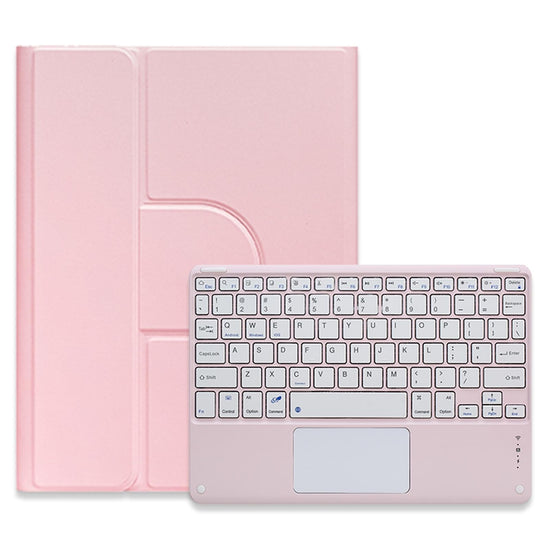 360 Degree Rotatable Bluetooth Keyboard Leather Case With Touchpad - Square Button - Pink - For Ipad 10.2 2021 / Air 2019